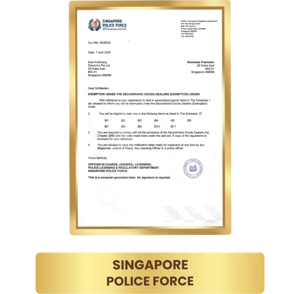 singapore police force certificate
